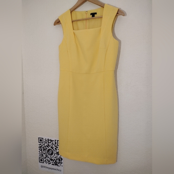 Ann Taylor Yellow Sheath Lined Dress NWOT - Picture 3 of 5